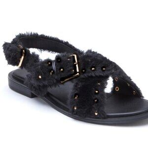 MATISSE COCONUTS Ray Furry Studded Sandals Flat New